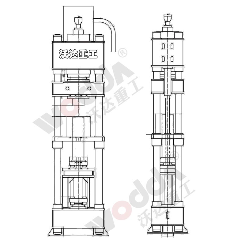 800噸石墨匣(xiá)缽成型液壓機(jī)外形(xíng)圖