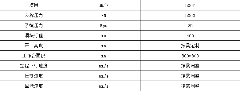 500噸錨(máo)杆托盤液(yè)壓機技術參數(shù)